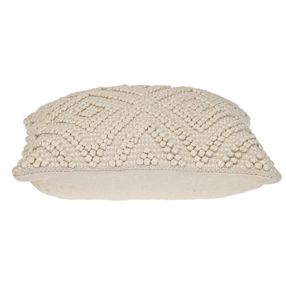 Off White Geometric Cotton Pillow