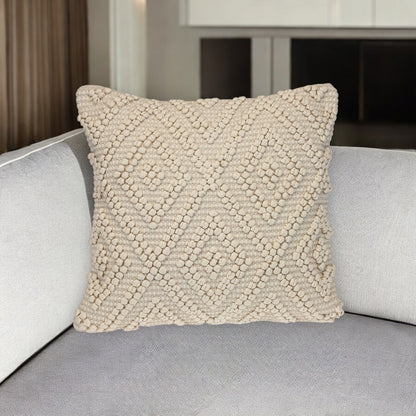 Off White Geometric Cotton Pillow