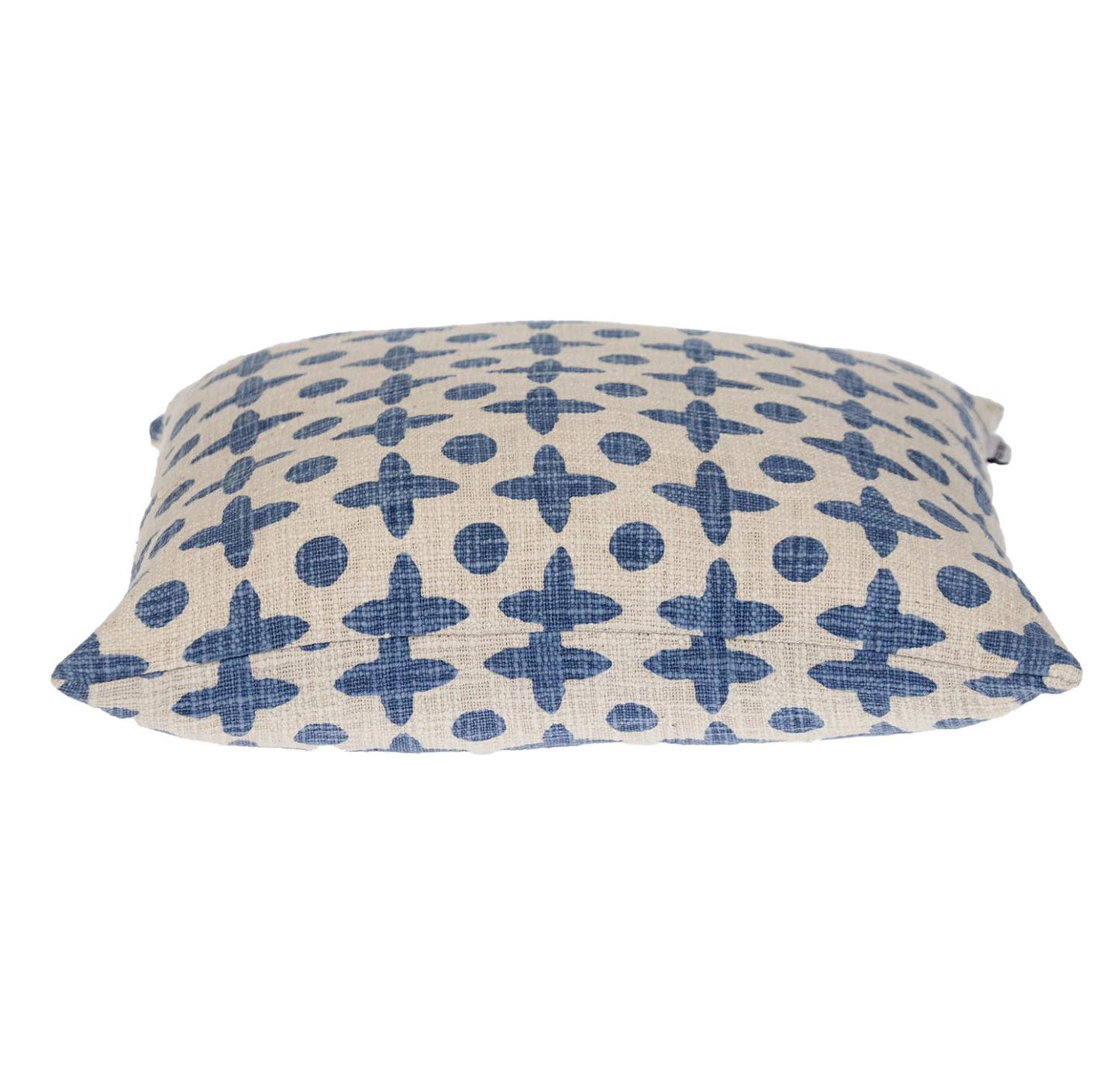 Beige & Blue Geometric Cotton Pillow