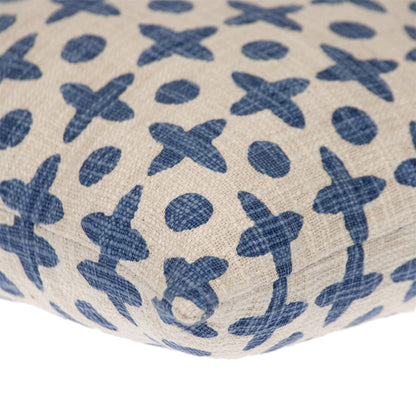Beige & Blue Geometric Cotton Pillow