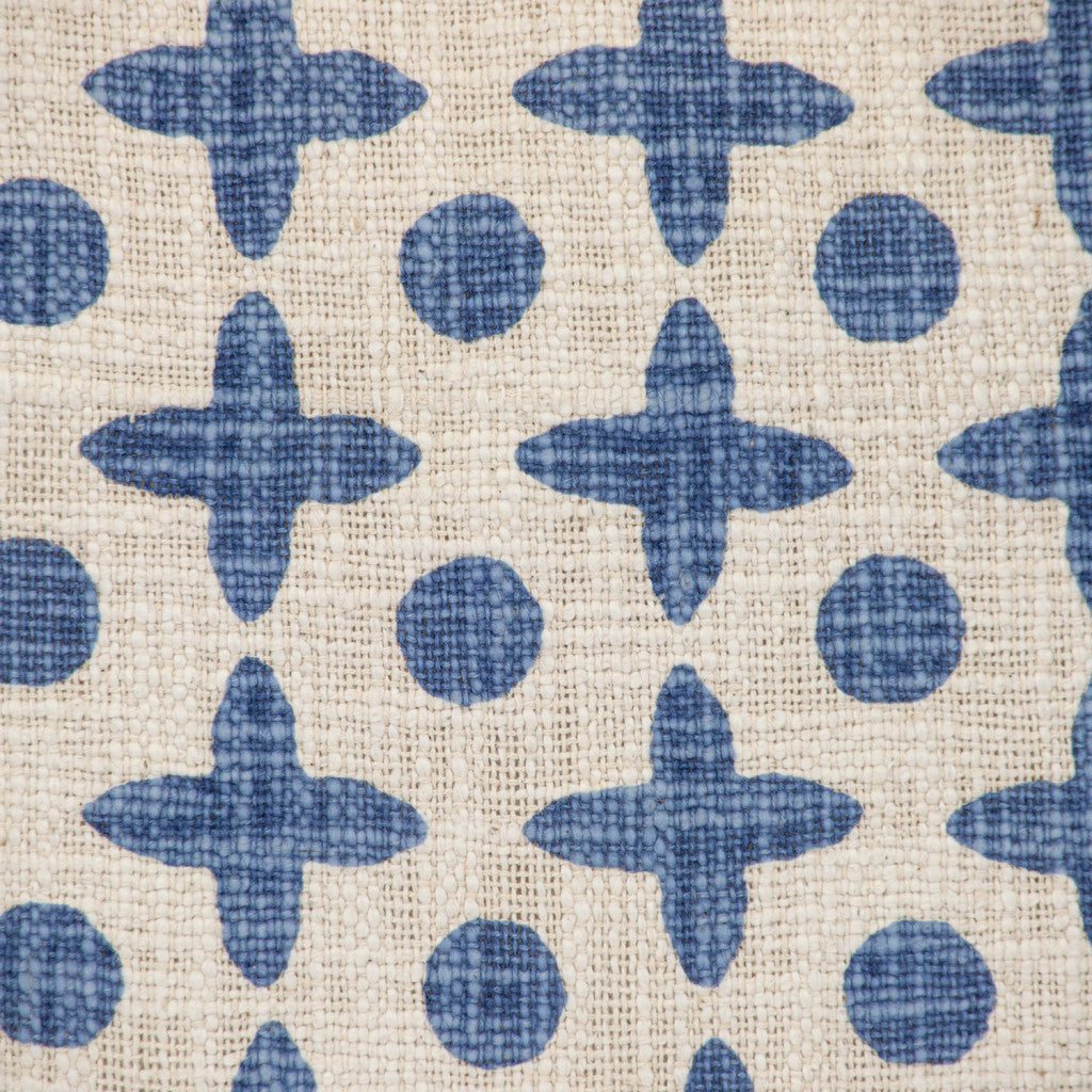 Beige & Blue Geometric Cotton Pillow
