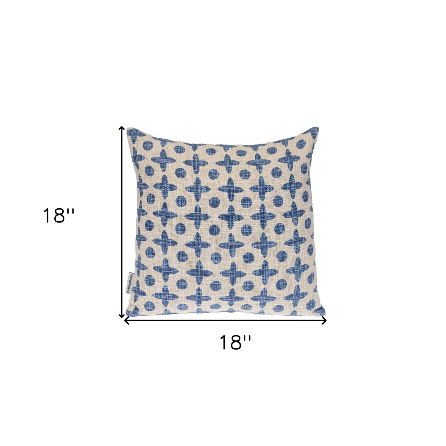 Beige & Blue Geometric Cotton Pillow