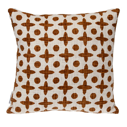 Beige & Brown Geometric Cotton Pillow