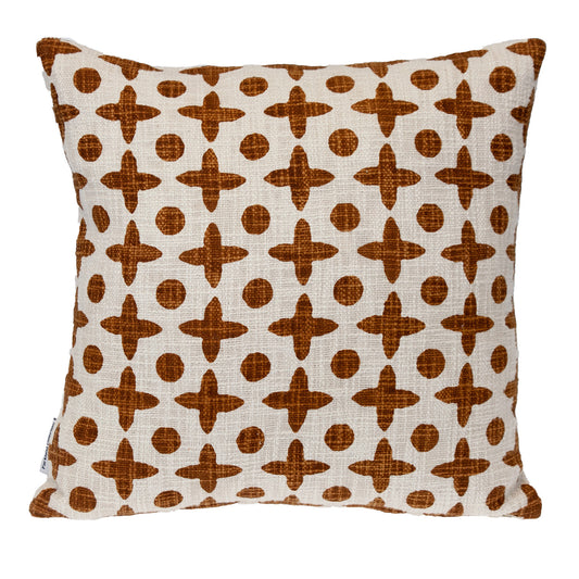 Beige & Brown Geometric Cotton Pillow