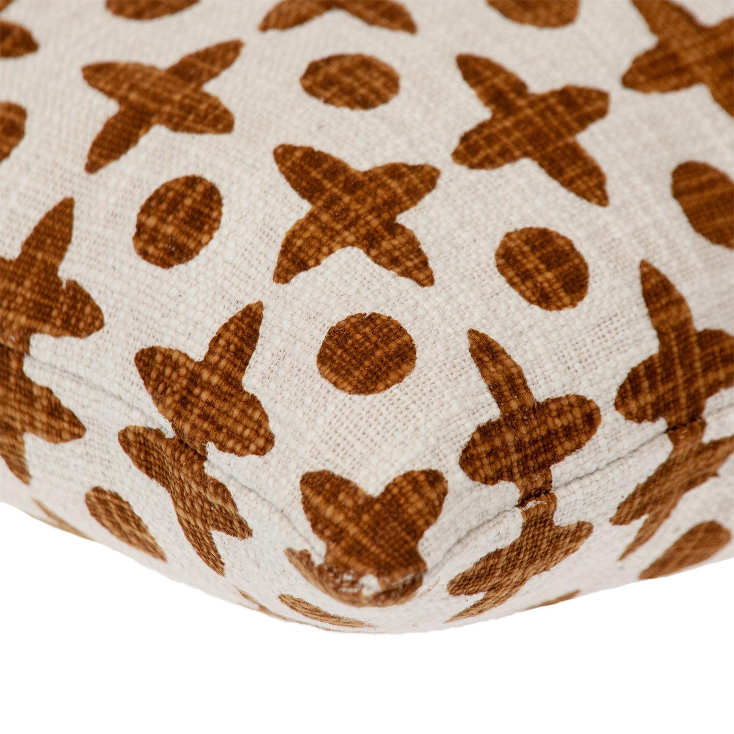 Beige & Brown Geometric Cotton Pillow
