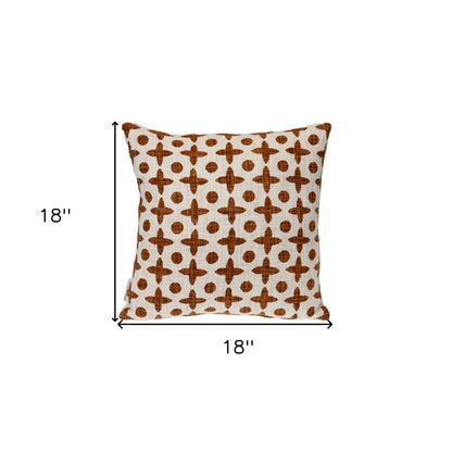 Beige & Brown Geometric Cotton Pillow