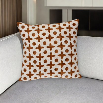 Beige & Brown Geometric Cotton Pillow