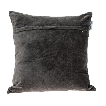 Gray & Silver Damask Velvet Pillow w/ Beads
