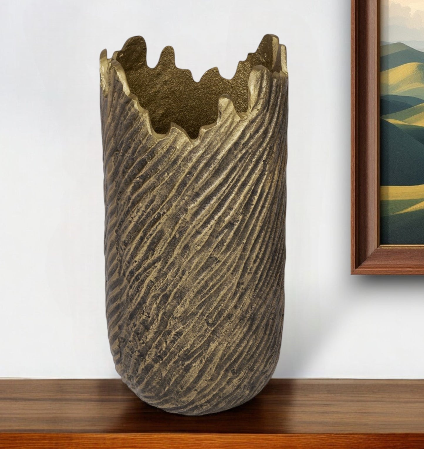 Gold Abstract Aluminum Table Vase