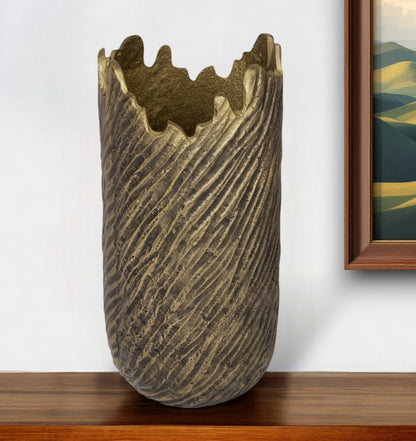 Gold Abstract Aluminum Table Vase