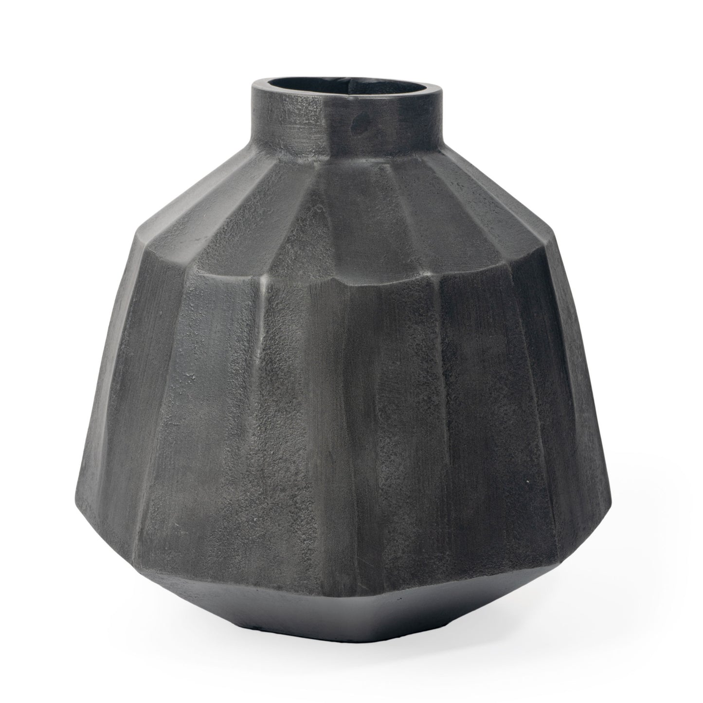 Gray Geometric Round Aluminum Table Vase