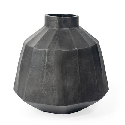 Gray Geometric Round Aluminum Table Vase