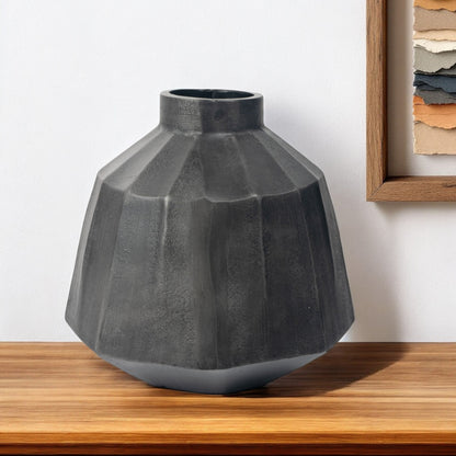Gray Geometric Round Aluminum Table Vase