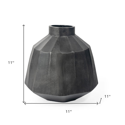 Gray Geometric Round Aluminum Table Vase
