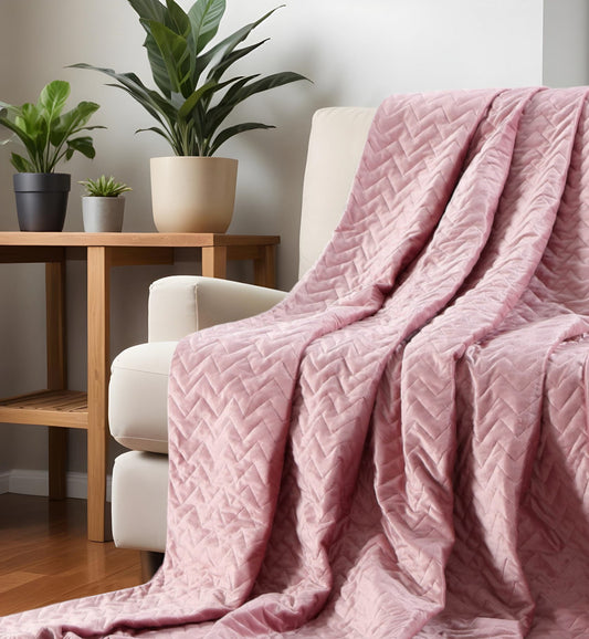 Blush Quilted Weighted Twin Blanket
