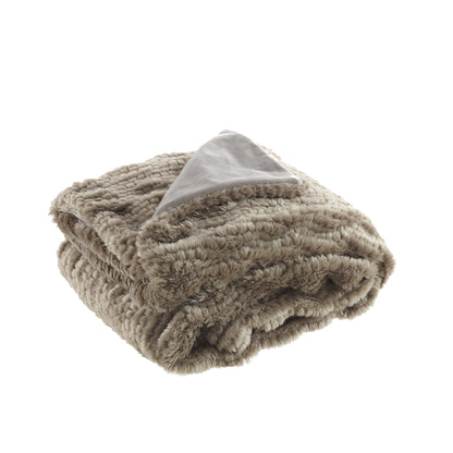 Brown Knitted Plush Throw
