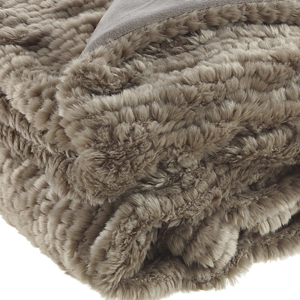 Brown Knitted Plush Throw