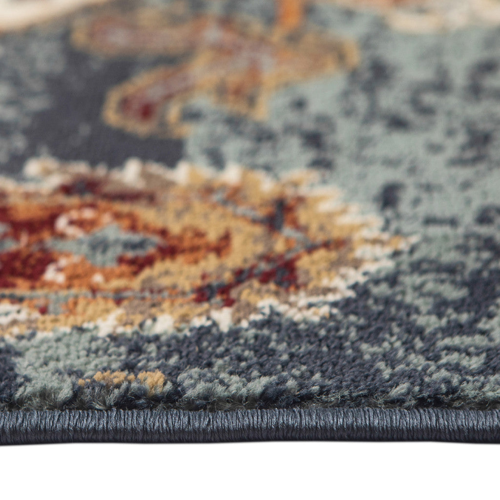 8 x 10 Teal Rust & Orange Oriental Power Loom Rug