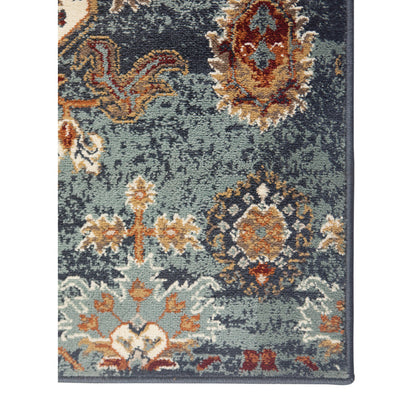 8 x 10 Teal Rust & Orange Oriental Power Loom Rug