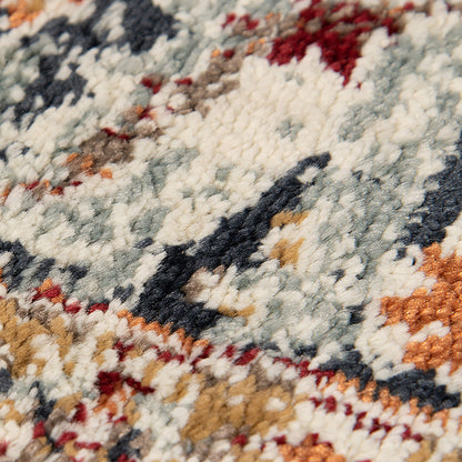 8 x 10 Ivory Navy & Orange Medallion Power Loom Rug