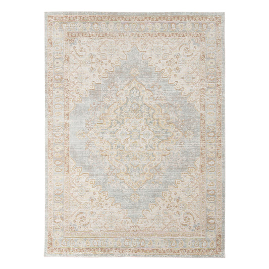 8 x 10 Beige & Gray Medallion Power Loom Rug