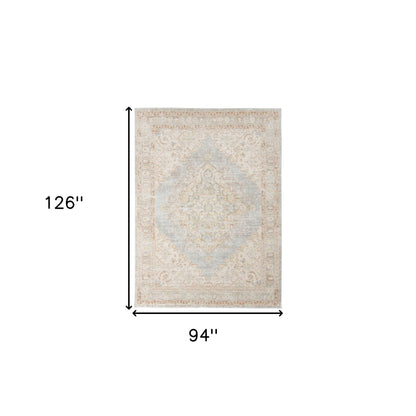 8 x 10 Beige & Gray Medallion Power Loom Rug