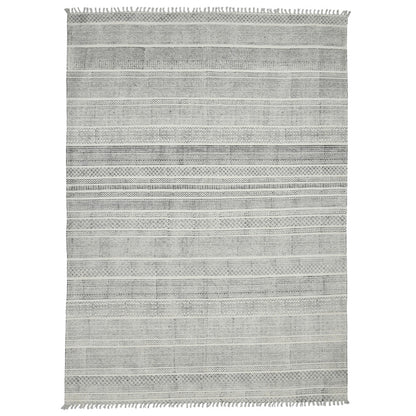8 X 12 Charcoal Geometric Flatweave Handmade Distressed Rug