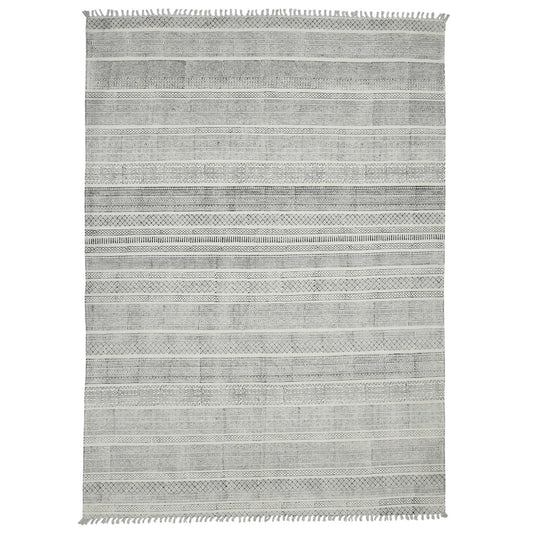 8 X 12 Charcoal Geometric Flatweave Handmade Distressed Rug