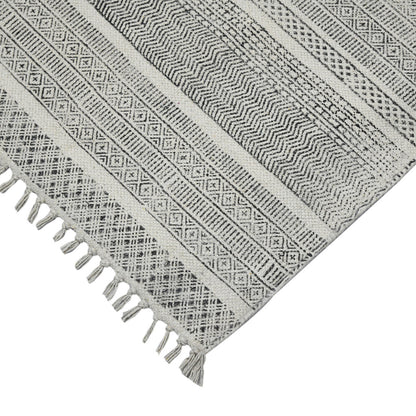 8 X 12 Charcoal Geometric Flatweave Handmade Distressed Rug
