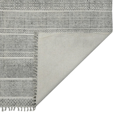 8 X 12 Charcoal Geometric Flatweave Handmade Distressed Rug
