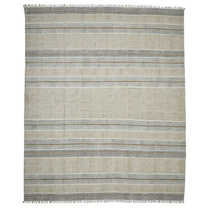 8 X 12 Brown Geometric Flatweave Handmade Distressed Rug With Fringe