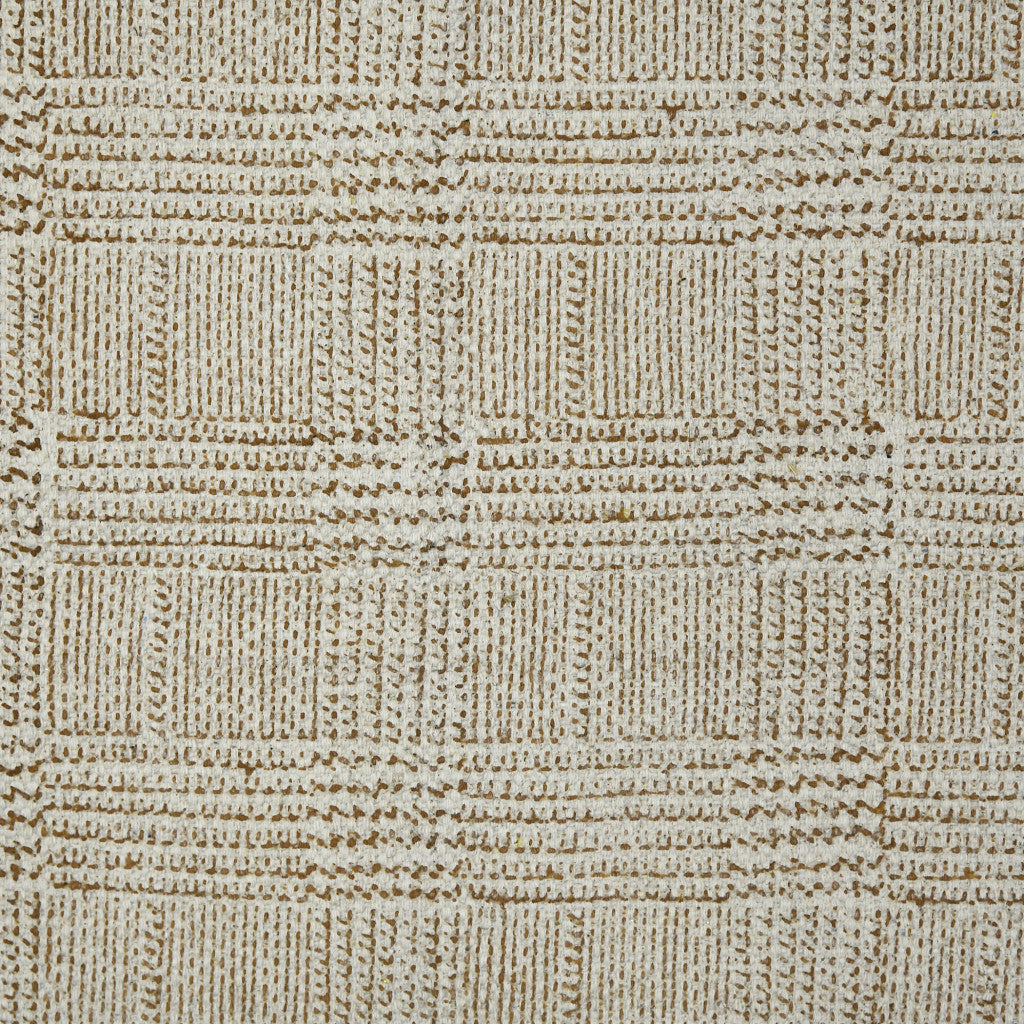 8 X 12 Brown Geometric Flatweave Handmade Distressed Rug With Fringe