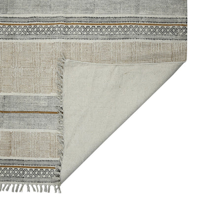 8 X 12 Brown Geometric Flatweave Handmade Distressed Rug With Fringe
