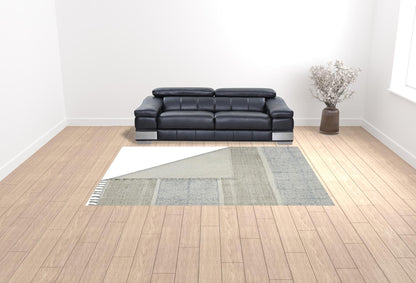 8 X 12 Blue Oriental Flatweave Handmade Distressed Rug With Fringe