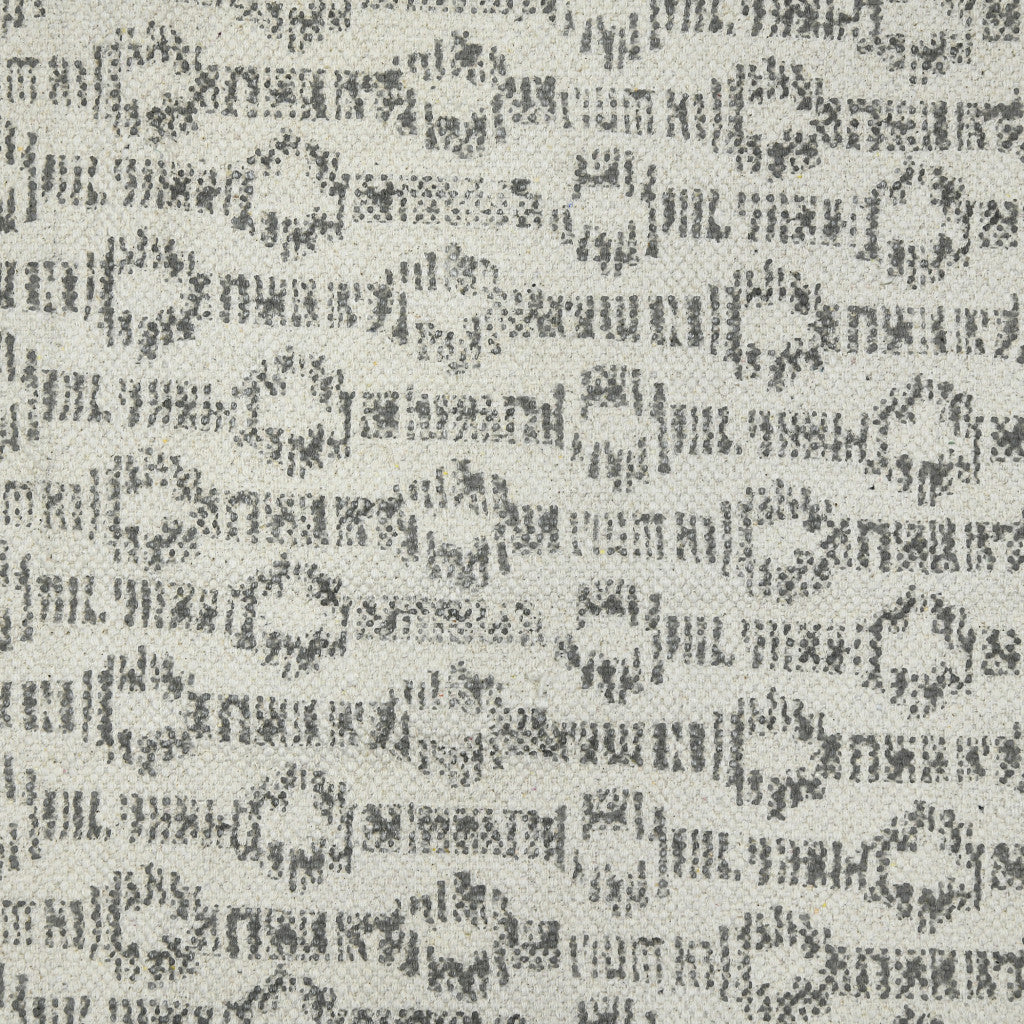 8 X 12 Gray Geometric Flatweave Handmade Distressed Rug With Fringe