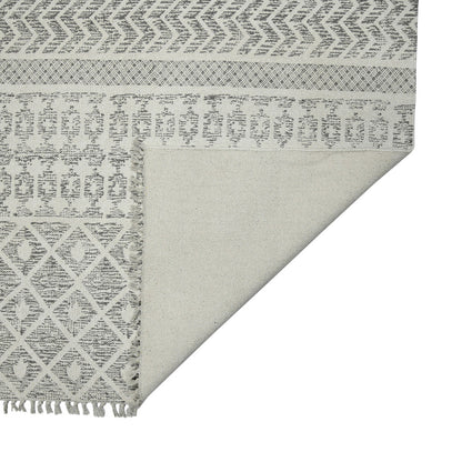 8 X 12 Gray Geometric Flatweave Handmade Distressed Rug With Fringe