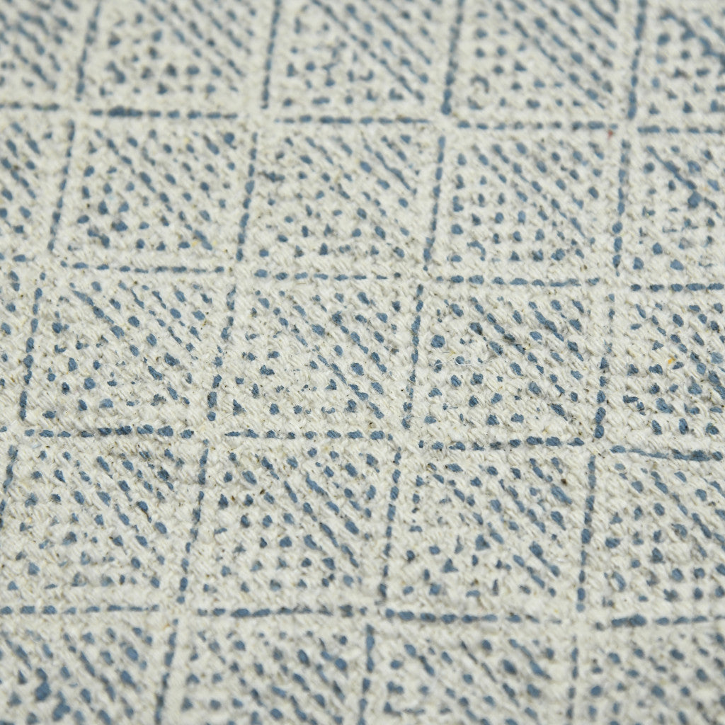 8 X 12 Blue Geometric Flatweave Handmade Distressed Rug With Fringe