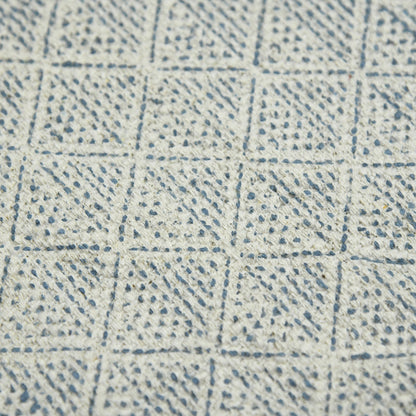 8 X 12 Blue Geometric Flatweave Handmade Distressed Rug With Fringe