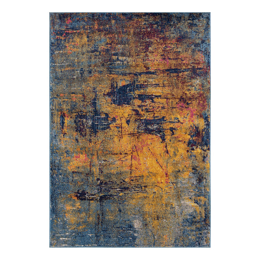 8 x 10 Navy & Orange Power Loom Rug