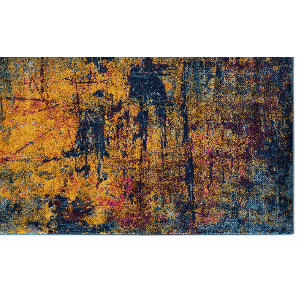8 x 10 Navy & Orange Power Loom Rug