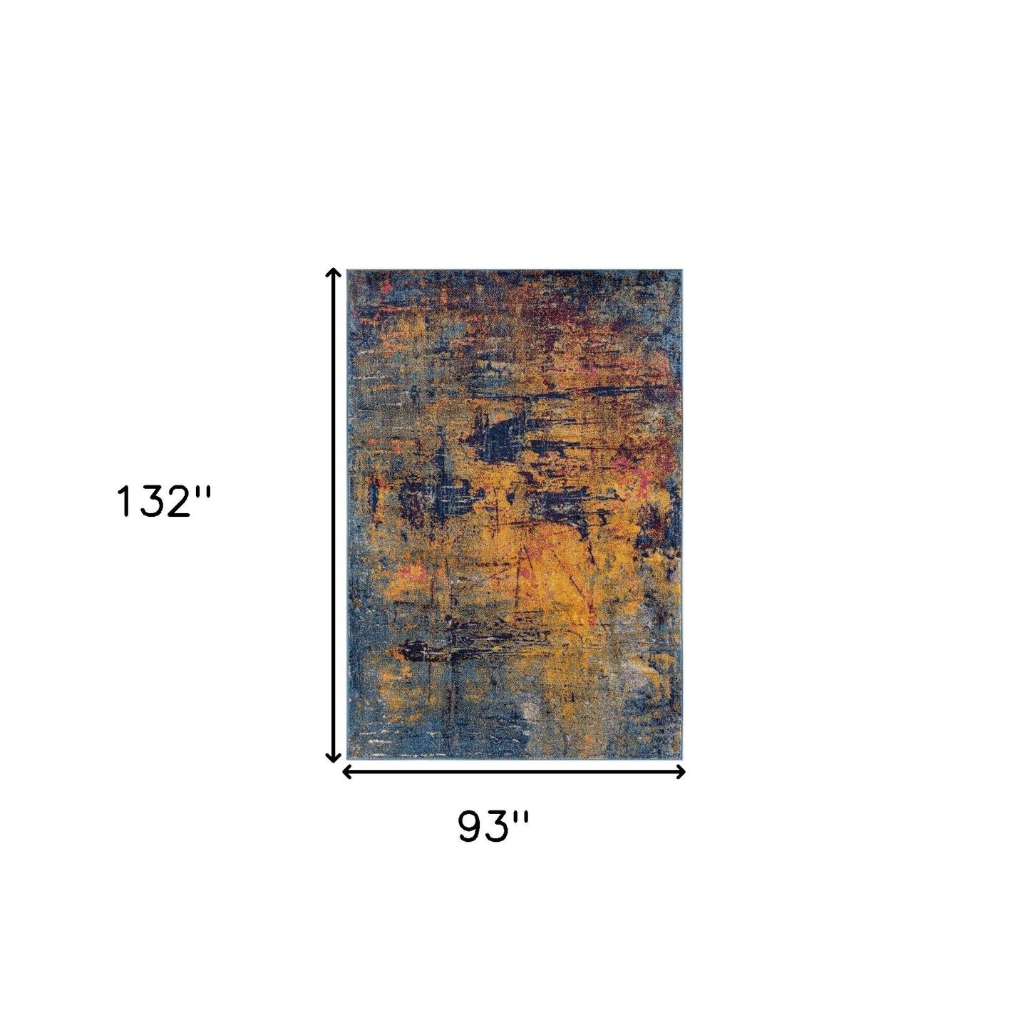 8 x 10 Navy & Orange Power Loom Rug