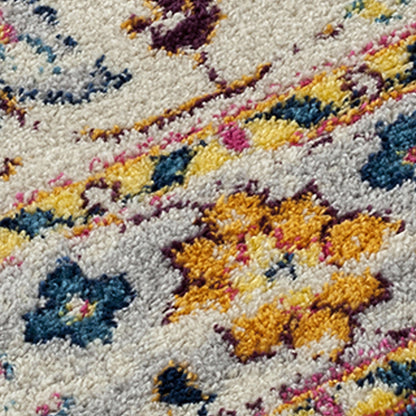 7 x 9 Turquoise Pink & Yellow Medallion Power Loom Rug