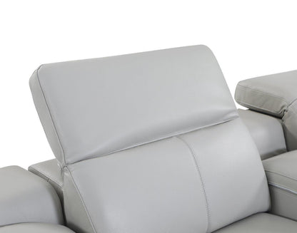 Light Gray Italian Leather U Shaped 5 Piece Sectional w/ Console