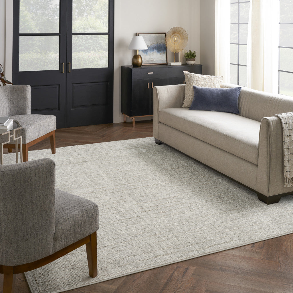 8 x 10 Gray & Ivory Power Loom Rug
