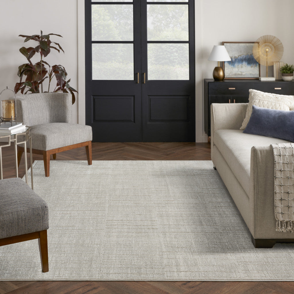 8 x 10 Gray & Ivory Power Loom Rug