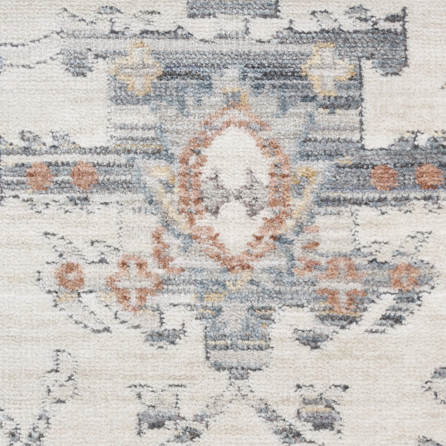 8 x 10 Ivory & Gray Oriental Power Loom Distressed Rug With Fringe