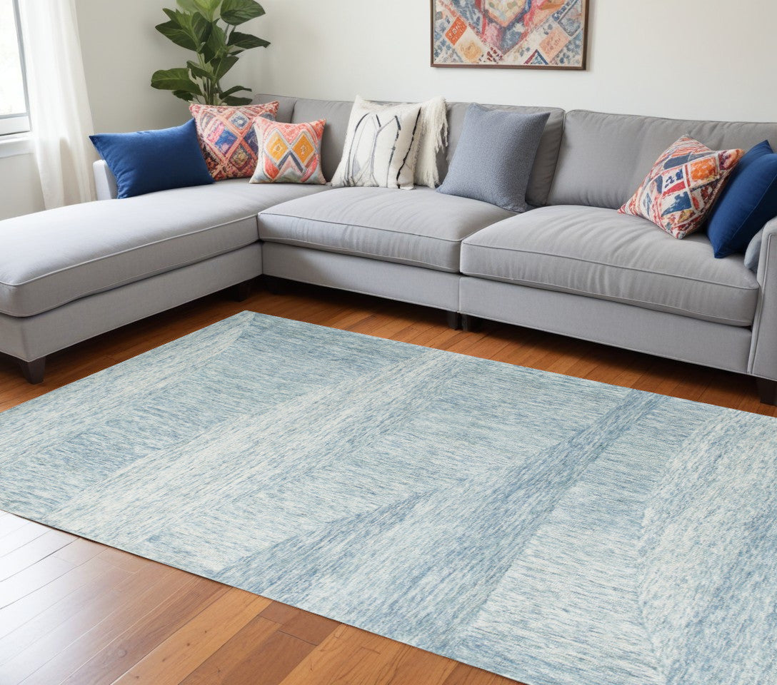 8 x 10 Blue Wool Hand Tufted Rug
