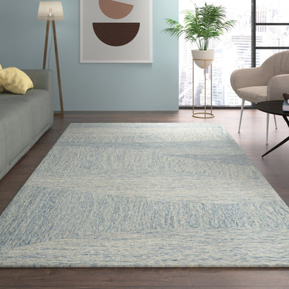 8 x 10 Blue Wool Hand Tufted Rug