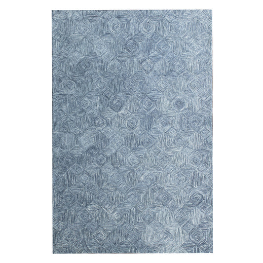 8 x 10 Blue Wool Geometric Hand Tufted Rug