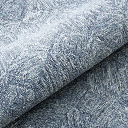 8 x 10 Blue Wool Geometric Hand Tufted Rug